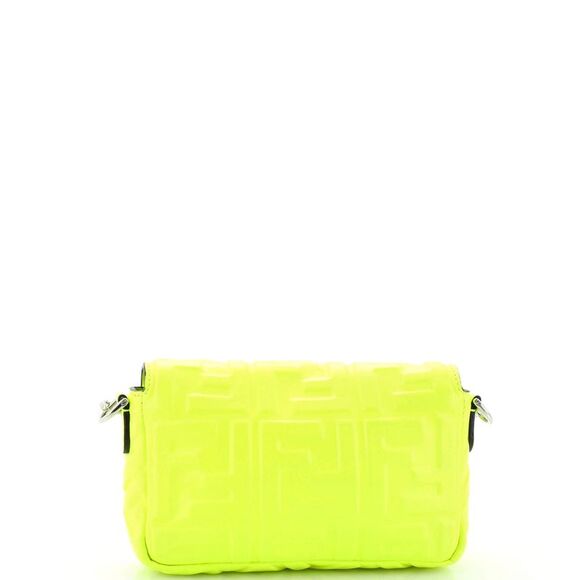 Fendi Baguette NM Bag Zucca Embossed Leather Mini Green - Picture 3 of 7